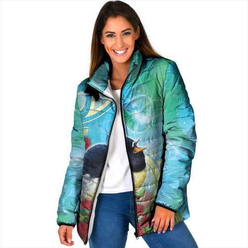 New Zealand Tomtit Padded Jacket Maori Koru With Pohutukawa Galaxy Style - Aussie Hoodie