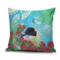 New Zealand Tomtit Pillow Cover Maori Koru With Pohutukawa Galaxy Style - Aussie Hoodie