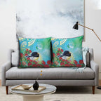 New Zealand Tomtit Pillow Cover Maori Koru With Pohutukawa Galaxy Style - Aussie Hoodie
