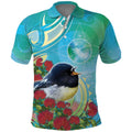 New Zealand Tomtit Polo Shirt Maori Koru With Pohutukawa Galaxy Style - Aussie Hoodie