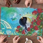 New Zealand Tomtit Puzzle Maori Koru With Pohutukawa Galaxy Style - Aussie Hoodie