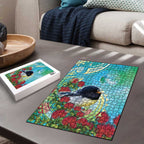 New Zealand Tomtit Puzzle Maori Koru With Pohutukawa Galaxy Style - Aussie Hoodie