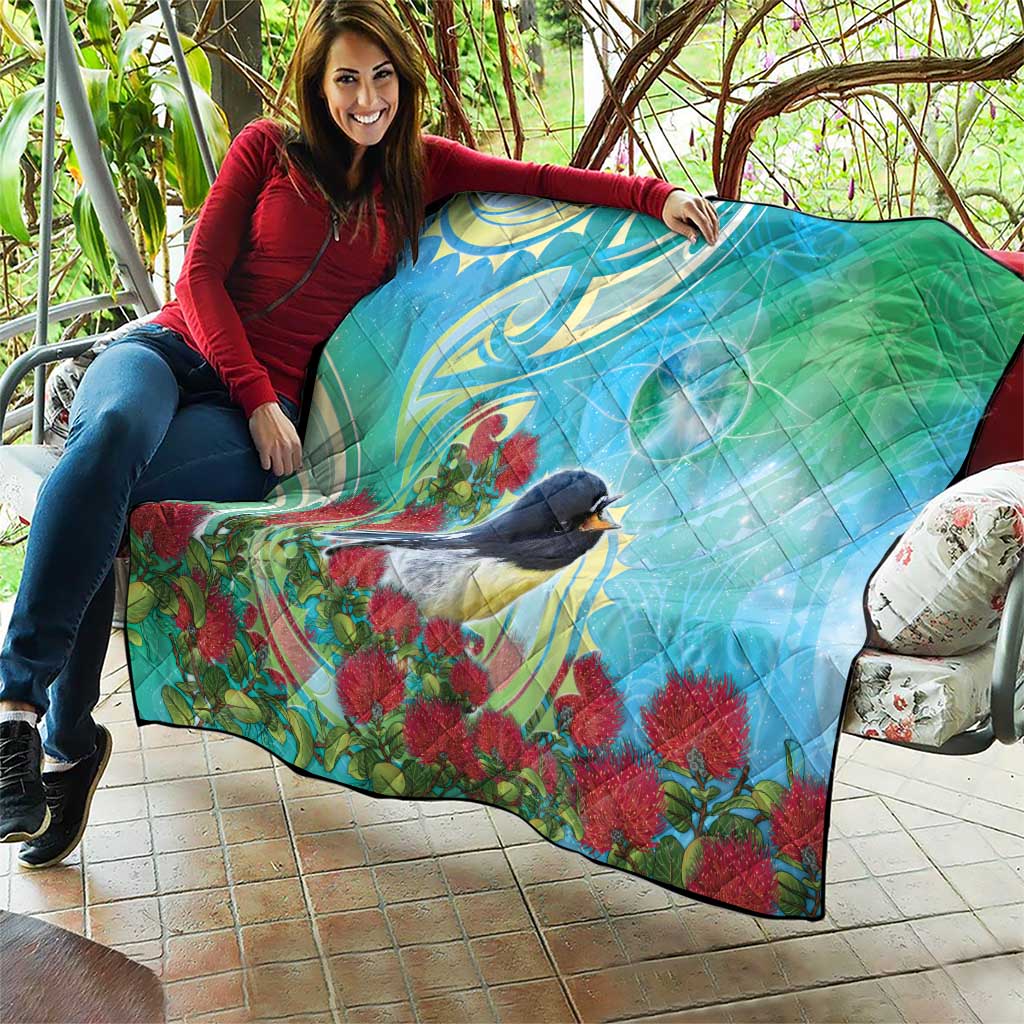 New Zealand Tomtit Quilt Maori Koru With Pohutukawa Galaxy Style - Aussie Hoodie