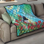 New Zealand Tomtit Quilt Maori Koru With Pohutukawa Galaxy Style - Aussie Hoodie