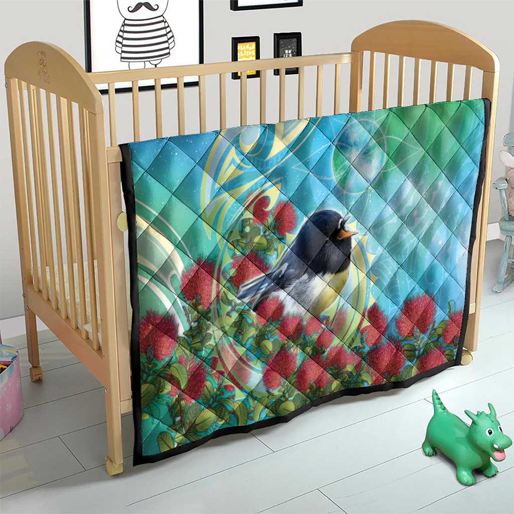 New Zealand Tomtit Quilt Maori Koru With Pohutukawa Galaxy Style - Aussie Hoodie