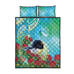New Zealand Tomtit Quilt Bed Set Maori Koru With Pohutukawa Galaxy Style - Aussie Hoodie