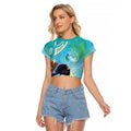 New Zealand Tomtit Raglan Cropped T Shirt Maori Koru With Pohutukawa Galaxy Style - Aussie Hoodie