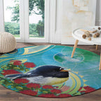 New Zealand Tomtit Round Carpet Maori Koru With Pohutukawa Galaxy Style - Aussie Hoodie