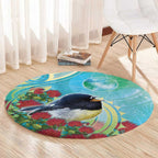 New Zealand Tomtit Round Carpet Maori Koru With Pohutukawa Galaxy Style - Aussie Hoodie