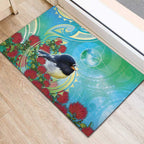 New Zealand Tomtit Rubber Doormat Maori Koru With Pohutukawa Galaxy Style - Aussie Hoodie