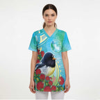 New Zealand Tomtit Scrub Top Maori Koru With Pohutukawa Galaxy Style - Aussie Hoodie