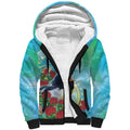 New Zealand Tomtit Sherpa Hoodie Maori Koru With Pohutukawa Galaxy Style - Aussie Hoodie
