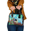 New Zealand Tomtit Shoulder Handbag Maori Koru With Pohutukawa Galaxy Style - Aussie Hoodie