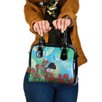 New Zealand Tomtit Shoulder Handbag Maori Koru With Pohutukawa Galaxy Style - Aussie Hoodie