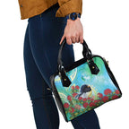 New Zealand Tomtit Shoulder Handbag Maori Koru With Pohutukawa Galaxy Style - Aussie Hoodie
