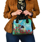 New Zealand Tomtit Shoulder Handbag Maori Koru With Pohutukawa Galaxy Style - Aussie Hoodie