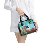 New Zealand Tomtit Shoulder Handbag Maori Koru With Pohutukawa Galaxy Style - Aussie Hoodie