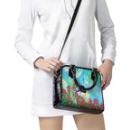 New Zealand Tomtit Shoulder Handbag Maori Koru With Pohutukawa Galaxy Style - Aussie Hoodie