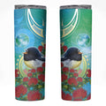 New Zealand Tomtit Skinny Tumbler Maori Koru With Pohutukawa Galaxy Style - Aussie Hoodie