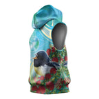 New Zealand Tomtit Sleeveless Hoodie Maori Koru With Pohutukawa Galaxy Style - Aussie Hoodie