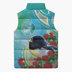 New Zealand Tomtit Sleeveless Puffer Jacket Maori Koru With Pohutukawa Galaxy Style - Aussie Hoodie