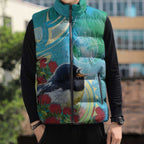 New Zealand Tomtit Sleeveless Puffer Jacket Maori Koru With Pohutukawa Galaxy Style - Aussie Hoodie