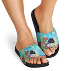 New Zealand Tomtit Slide Sandals Maori Koru With Pohutukawa Galaxy Style - Aussie Hoodie