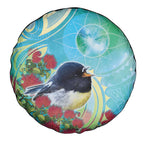 New Zealand Tomtit Spare Tire Cover Maori Koru With Pohutukawa Galaxy Style - Aussie Hoodie