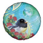 New Zealand Tomtit Spare Tire Cover Maori Koru With Pohutukawa Galaxy Style - Aussie Hoodie