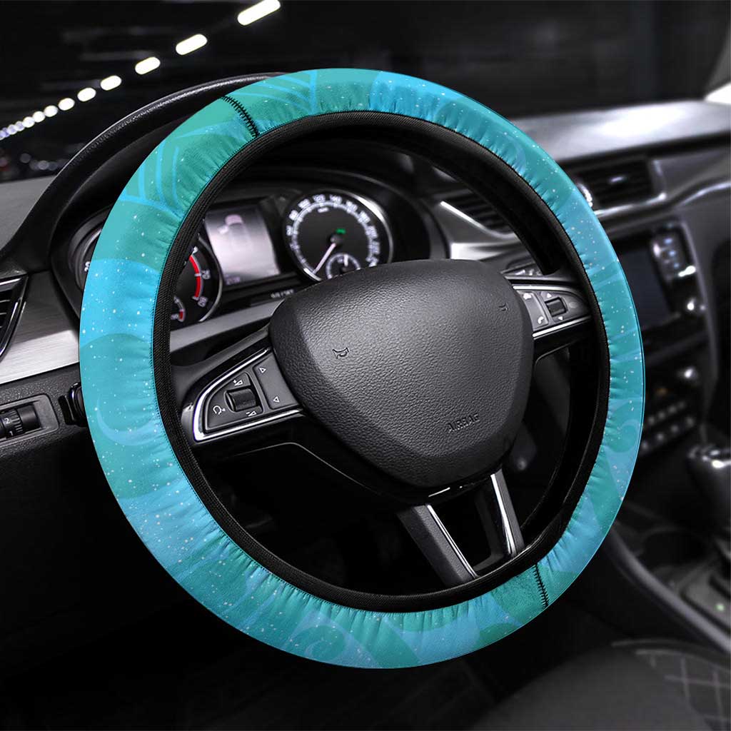 New Zealand Tomtit Steering Wheel Cover Maori Koru With Pohutukawa Galaxy Style - Aussie Hoodie