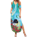 New Zealand Tomtit Summer Maxi Dress Maori Koru With Pohutukawa Galaxy Style - Aussie Hoodie