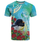 New Zealand Tomtit T Shirt Maori Koru With Pohutukawa Galaxy Style - Aussie Hoodie