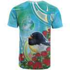 New Zealand Tomtit T Shirt Maori Koru With Pohutukawa Galaxy Style - Aussie Hoodie