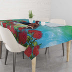New Zealand Tomtit Tablecloth Maori Koru With Pohutukawa Galaxy Style - Aussie Hoodie