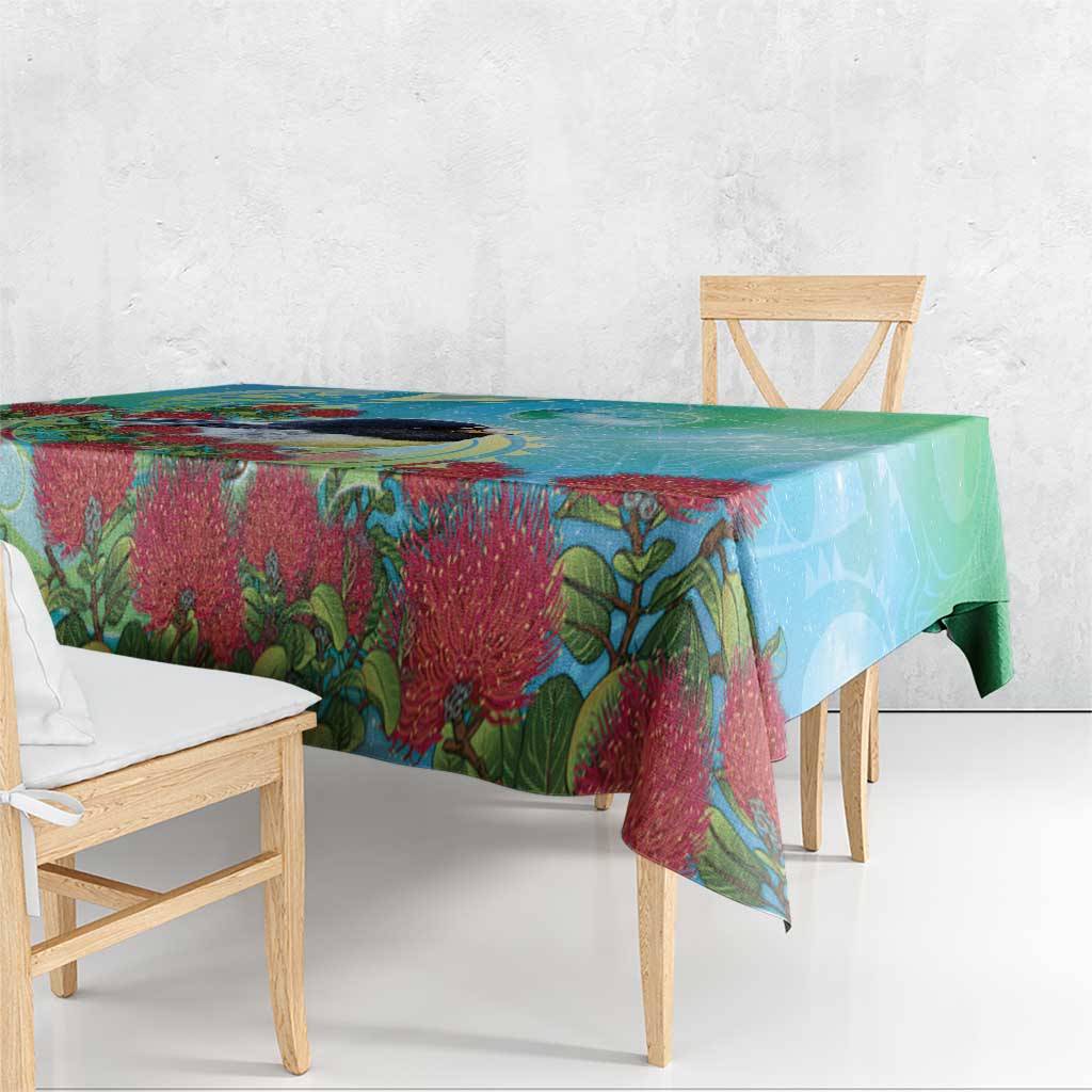New Zealand Tomtit Tablecloth Maori Koru With Pohutukawa Galaxy Style - Aussie Hoodie