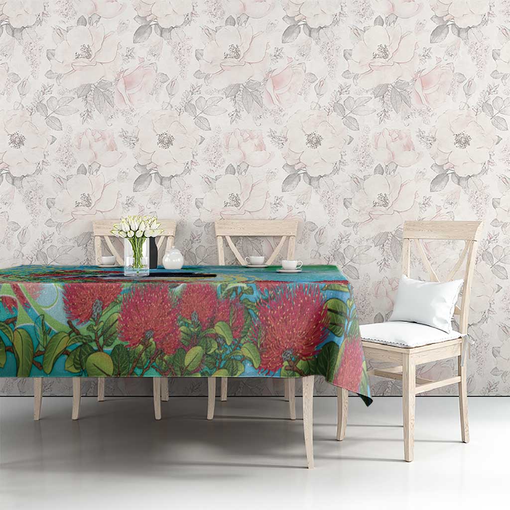 New Zealand Tomtit Tablecloth Maori Koru With Pohutukawa Galaxy Style - Aussie Hoodie
