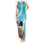 New Zealand Tomtit Tank Maxi Dress Maori Koru With Pohutukawa Galaxy Style - Aussie Hoodie
