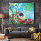 New Zealand Tomtit Tapestry Maori Koru With Pohutukawa Galaxy Style - Aussie Hoodie