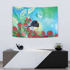 New Zealand Tomtit Tapestry Maori Koru With Pohutukawa Galaxy Style - Aussie Hoodie