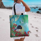 New Zealand Tomtit Tote Bag Maori Koru With Pohutukawa Galaxy Style - Aussie Hoodie