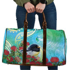New Zealand Tomtit Travel Bag Maori Koru With Pohutukawa Galaxy Style - Aussie Hoodie
