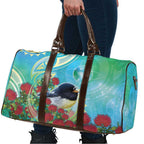 New Zealand Tomtit Travel Bag Maori Koru With Pohutukawa Galaxy Style - Aussie Hoodie