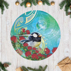 New Zealand Tomtit Tree Skirt Maori Koru With Pohutukawa Galaxy Style - Aussie Hoodie