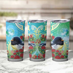 New Zealand Tomtit Tumbler Cup Maori Koru With Pohutukawa Galaxy Style - Aussie Hoodie