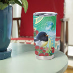 New Zealand Tomtit Tumbler Cup Maori Koru With Pohutukawa Galaxy Style - Aussie Hoodie