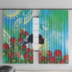 New Zealand Tomtit Window Curtain Maori Koru With Pohutukawa Galaxy Style - Aussie Hoodie