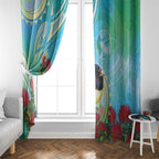 New Zealand Tomtit Window Curtain Maori Koru With Pohutukawa Galaxy Style - Aussie Hoodie