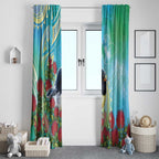 New Zealand Tomtit Window Curtain Maori Koru With Pohutukawa Galaxy Style - Aussie Hoodie