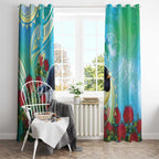 New Zealand Tomtit Window Curtain Maori Koru With Pohutukawa Galaxy Style - Aussie Hoodie