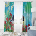 New Zealand Tomtit Window Curtain Maori Koru With Pohutukawa Galaxy Style - Aussie Hoodie